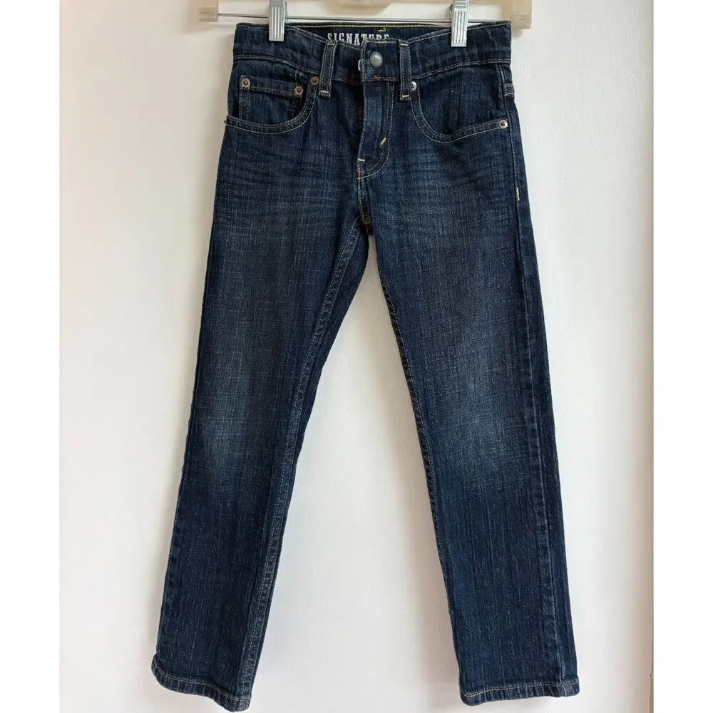 Signature Levi Strauss Boys Athletic Fit Adjustable Waist Jeans - Size 7 Regular